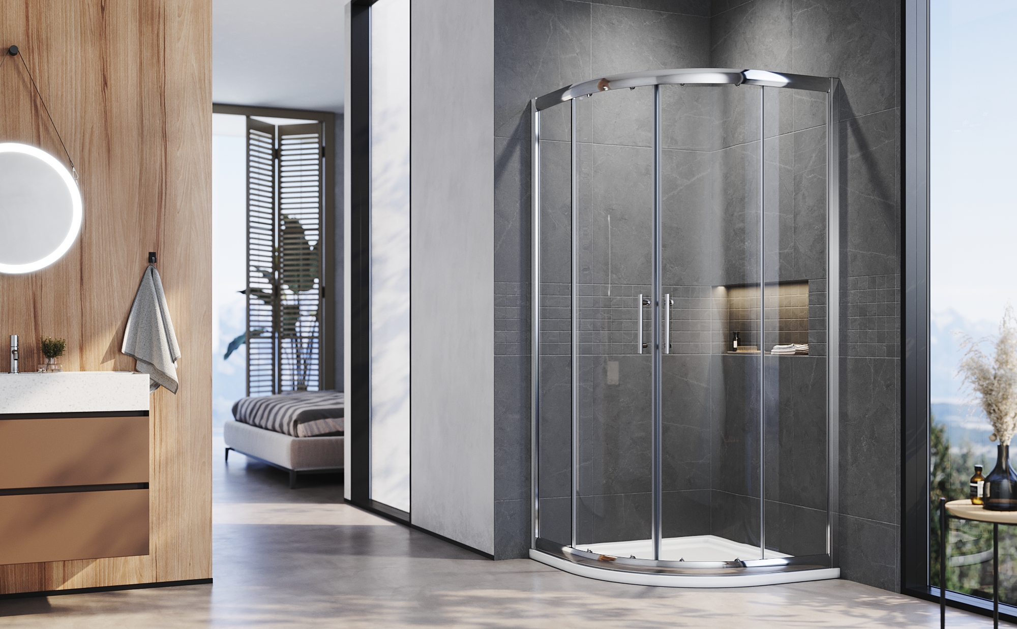 ELEGANT Quadrant Shower Enclosure 6mm Tempered Sliding Glass Cubicle